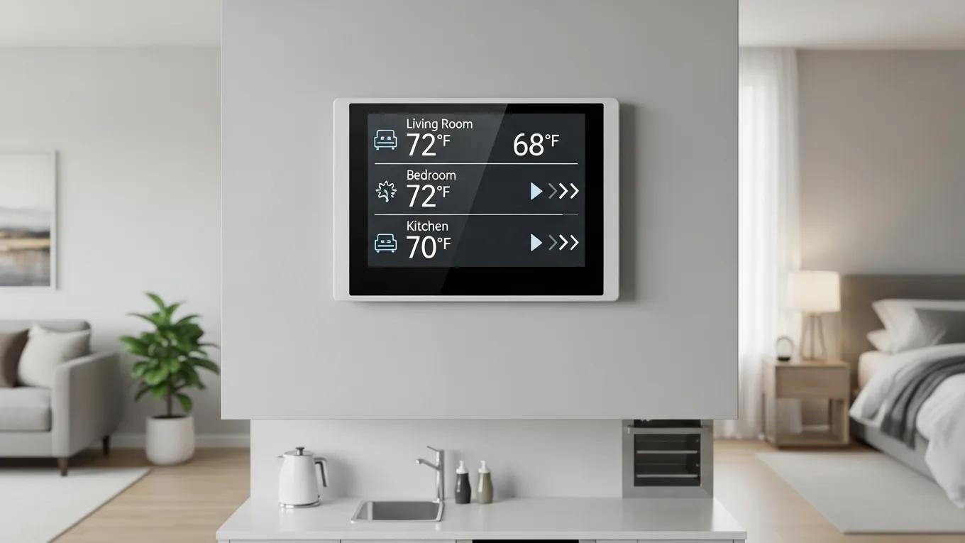 Enhance Your Home with Multi Zone HVAC Zoning Systems 2 Multi-zone thermostat showing different temperature settings for various rooms