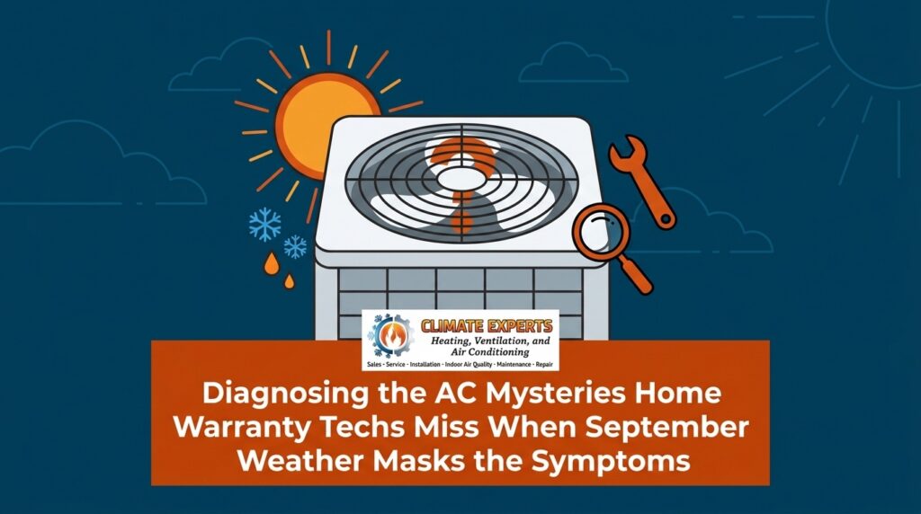 Diagnosing the AC Mysteries Home Warranty Techs Miss When September Weather Masks the Symptoms 3 Diagnosing the AC Mysteries Home Warranty Techs Miss When September Weather Masks the Symptoms — featured image