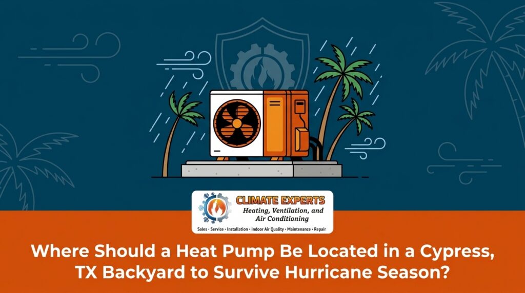 Where Should a Heat Pump Be Located in a Cypress Backyard to Survive Hurricane Season? 1 Where Should a Heat Pump Be Located in a Cypress, TX Backyard to Survive Hurricane Season? — featured image